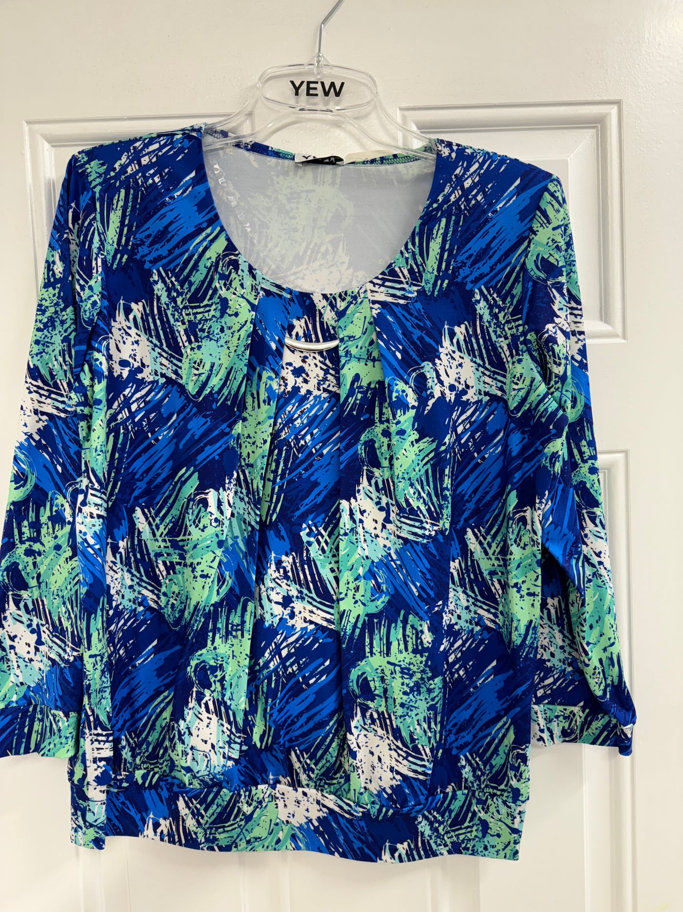 Green/Blue Multi Print Top With Clasp Detail