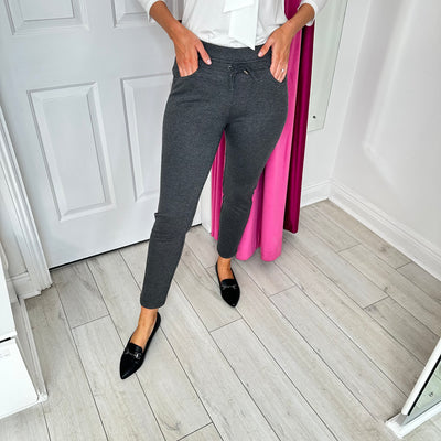 Brenda Charcoal Trousers with Elasticated Waist and Pockets