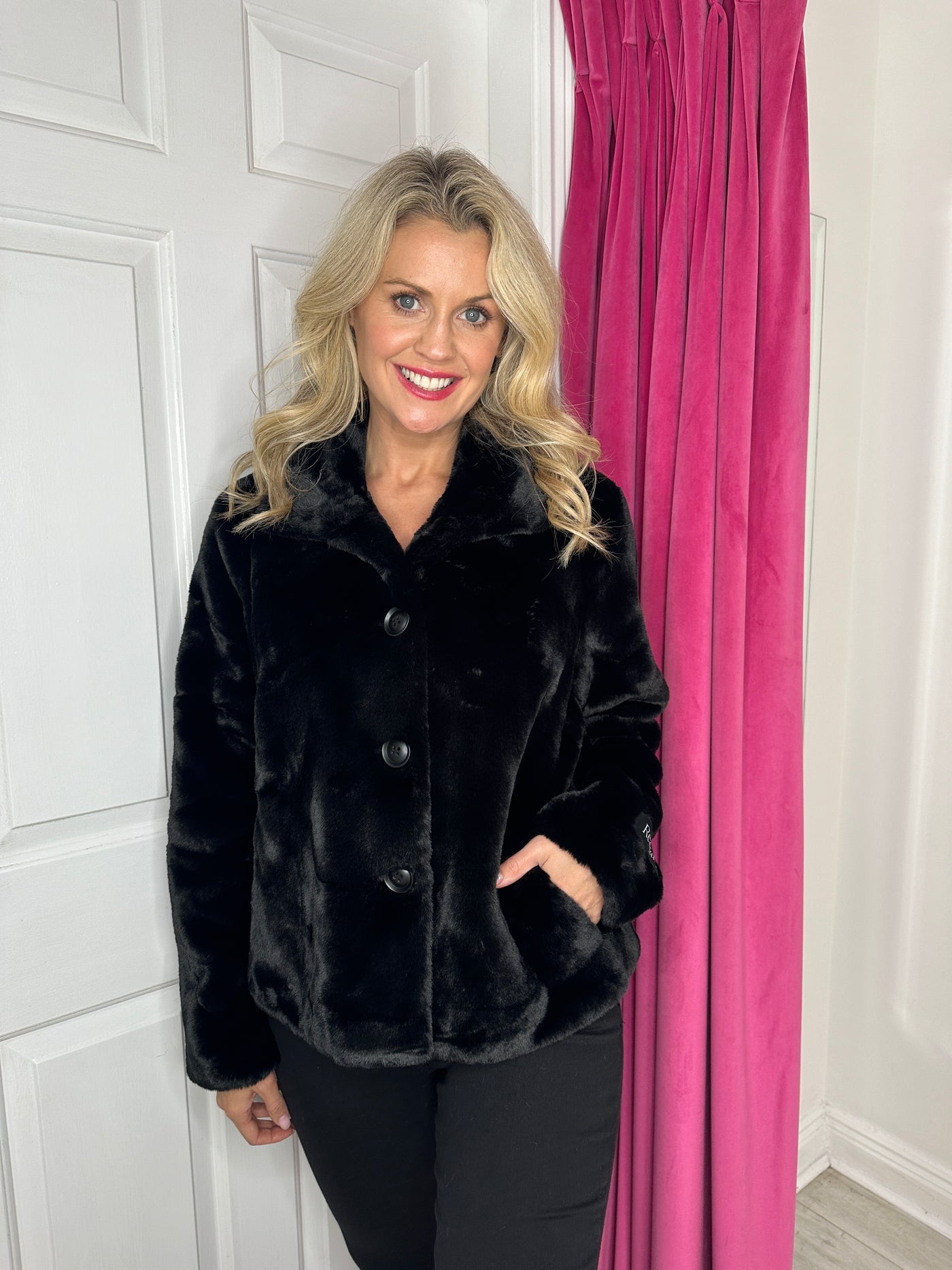 Black Faux Fur Short Jacket