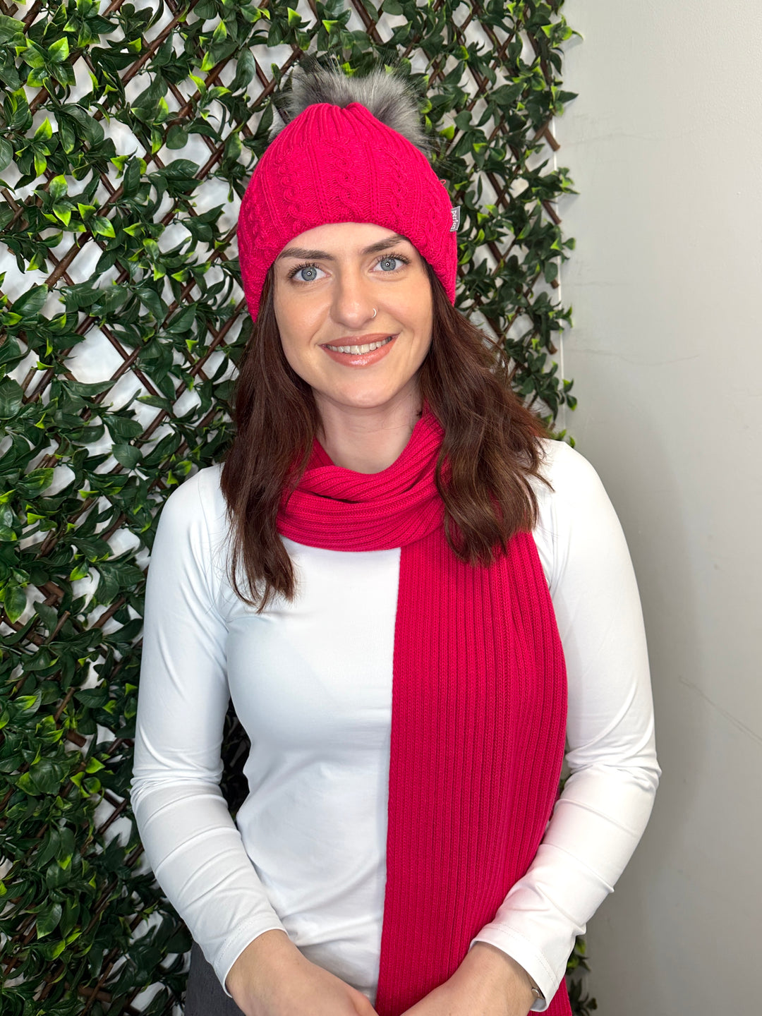 Fuchsia Beanie Hat offers and Scarf