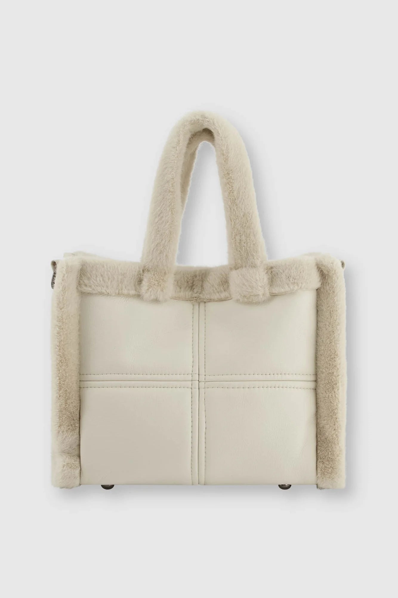 Stone Puffer Style Bag With Fur