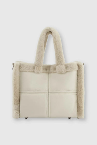 Stone Puffer Style Bag With Fur