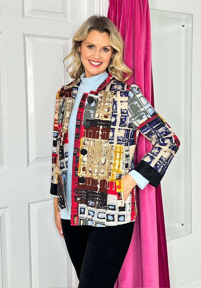 Multicoloured Abstract Button-Up Jacket