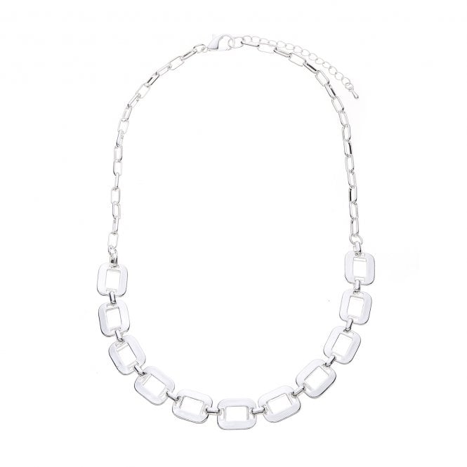 Silver Plated Necklace with Contrasting Link Detail