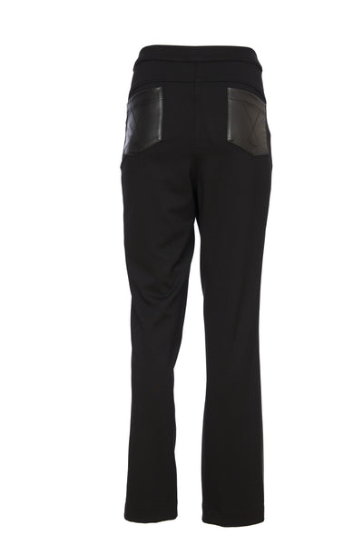 Black Leatherette Trouser with Jersey Back