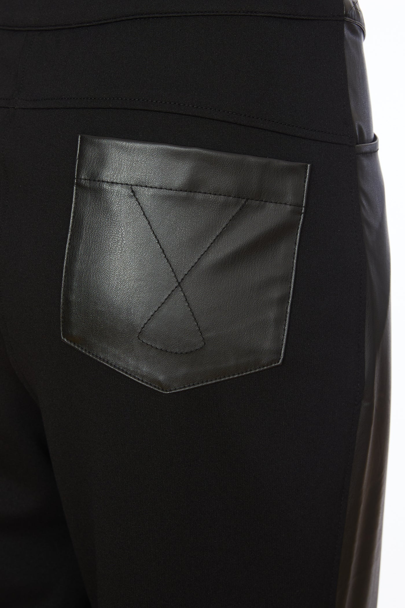 Black Leatherette Trouser with Jersey Back