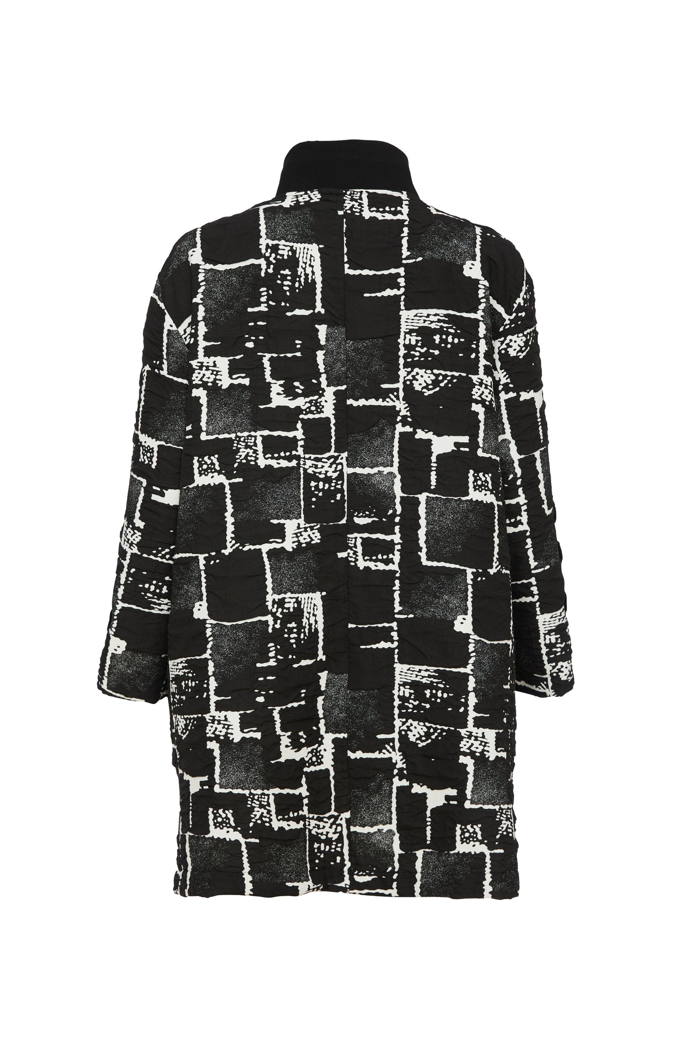 Black & White High Neck Mixed Print Jacket