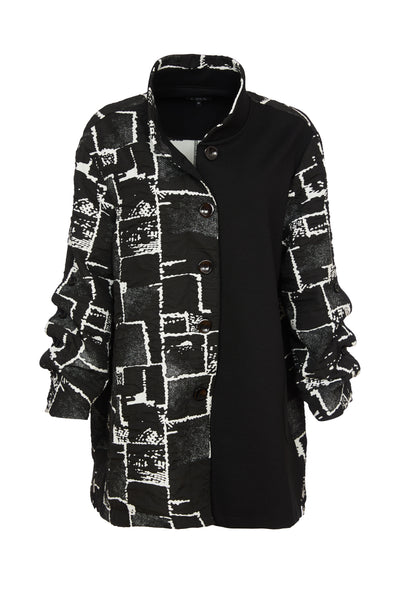 Black & White High Neck Mixed Print Jacket