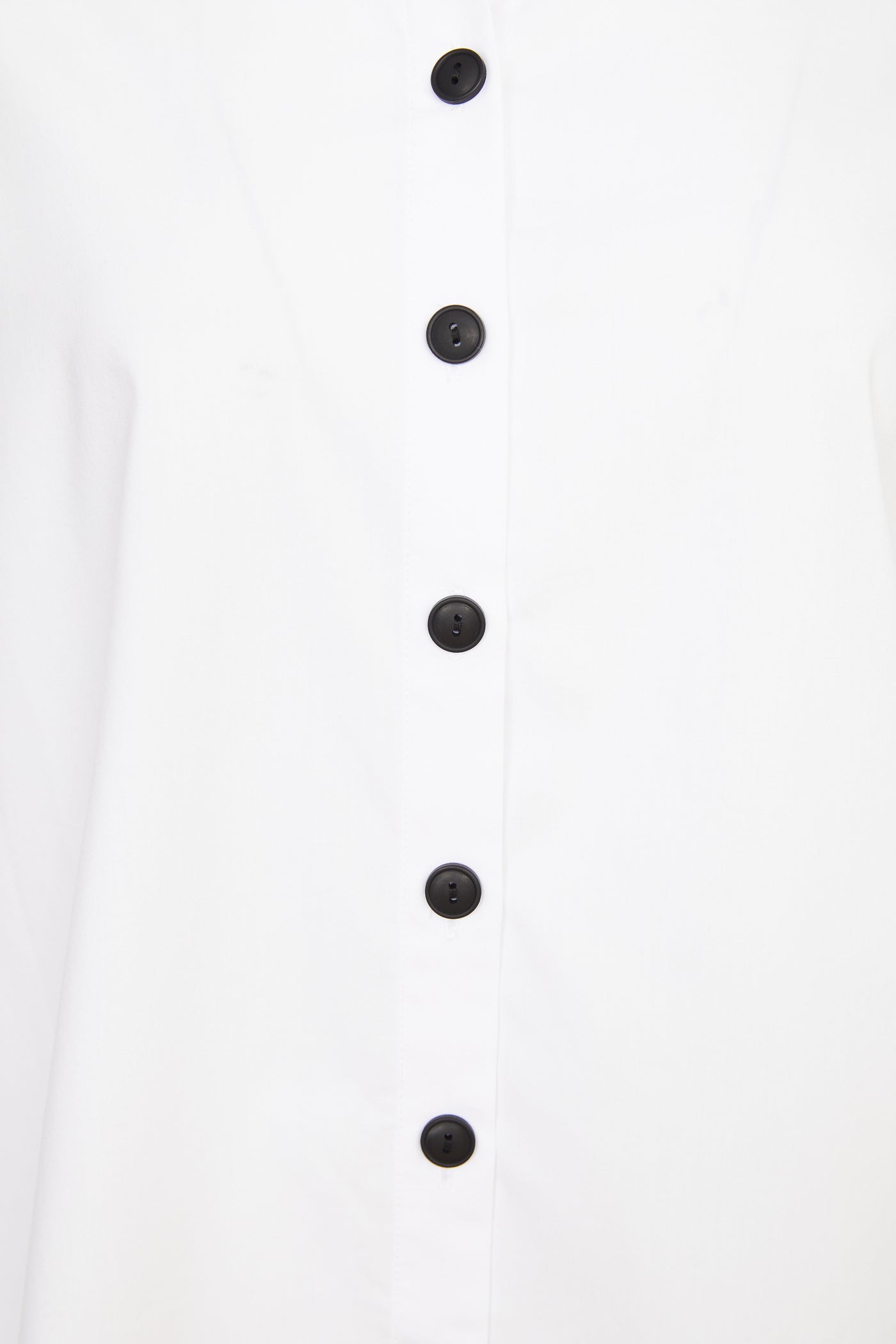 White High Low Shirt with Black Button Detail