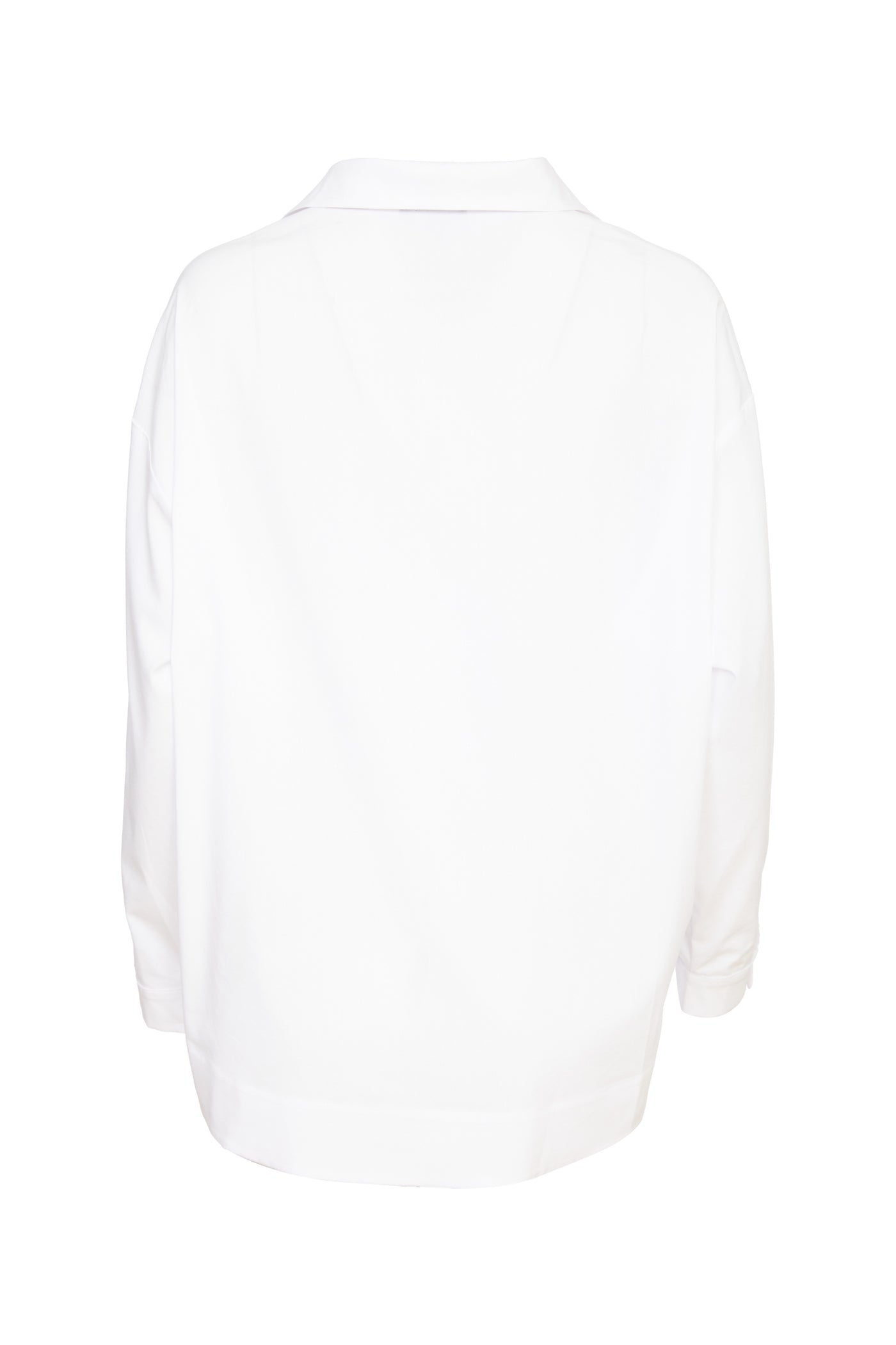 White High Low Shirt with Black Button Detail