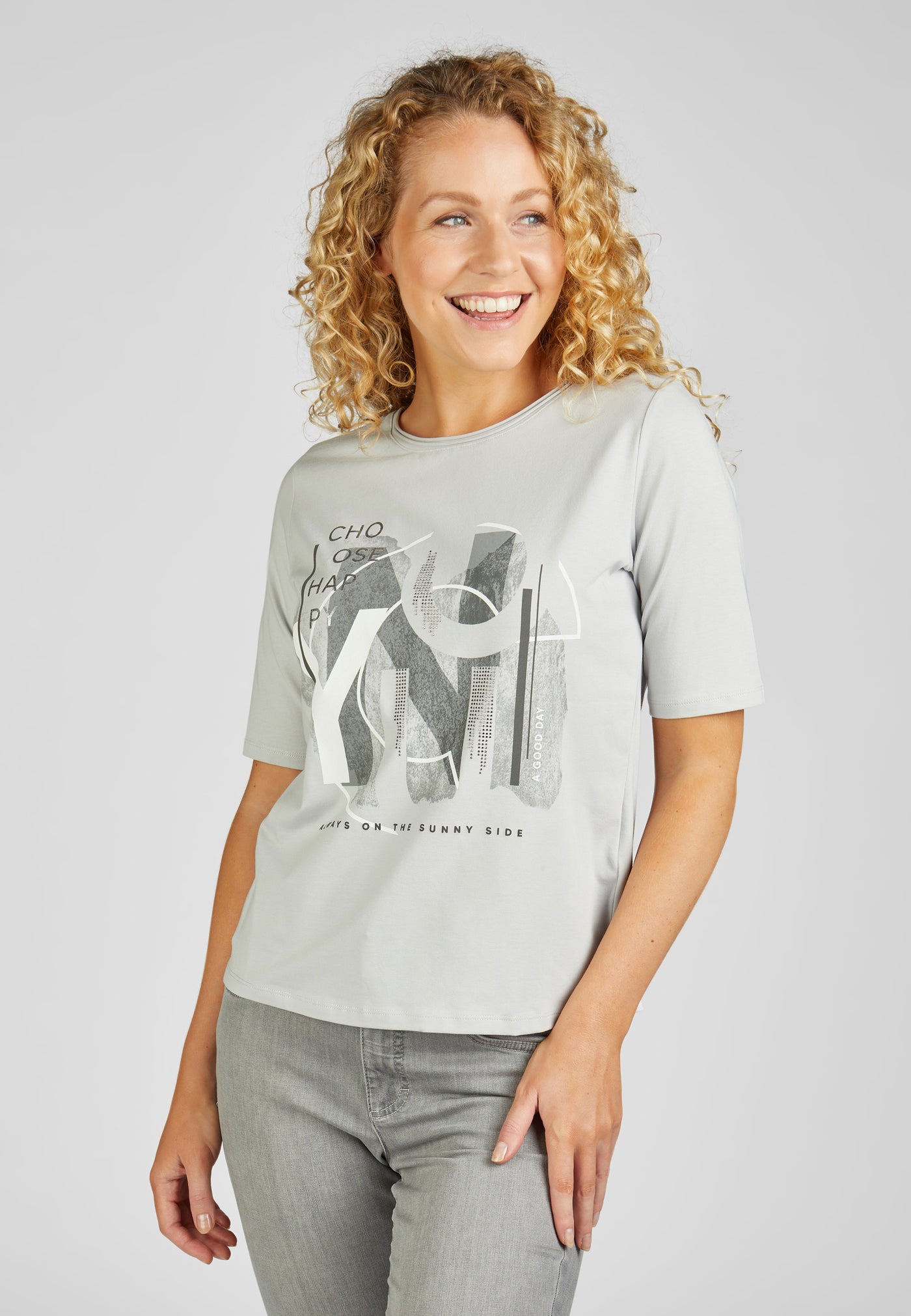 Light Grey T-Shirt with Graphic Design Feature