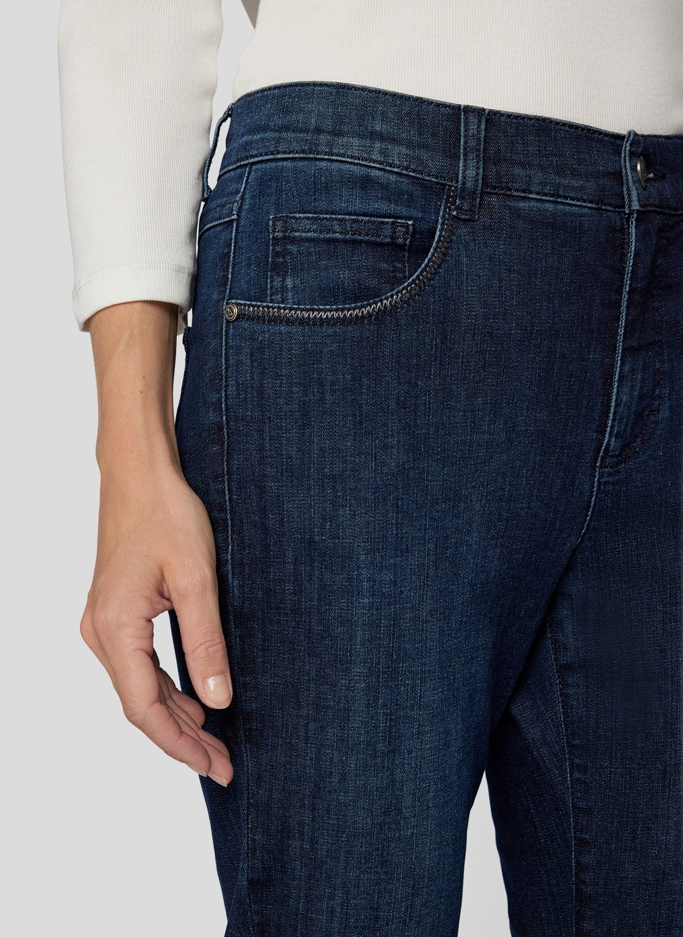 Indigo Jeans with Frayed Diamante Embellished Cuff