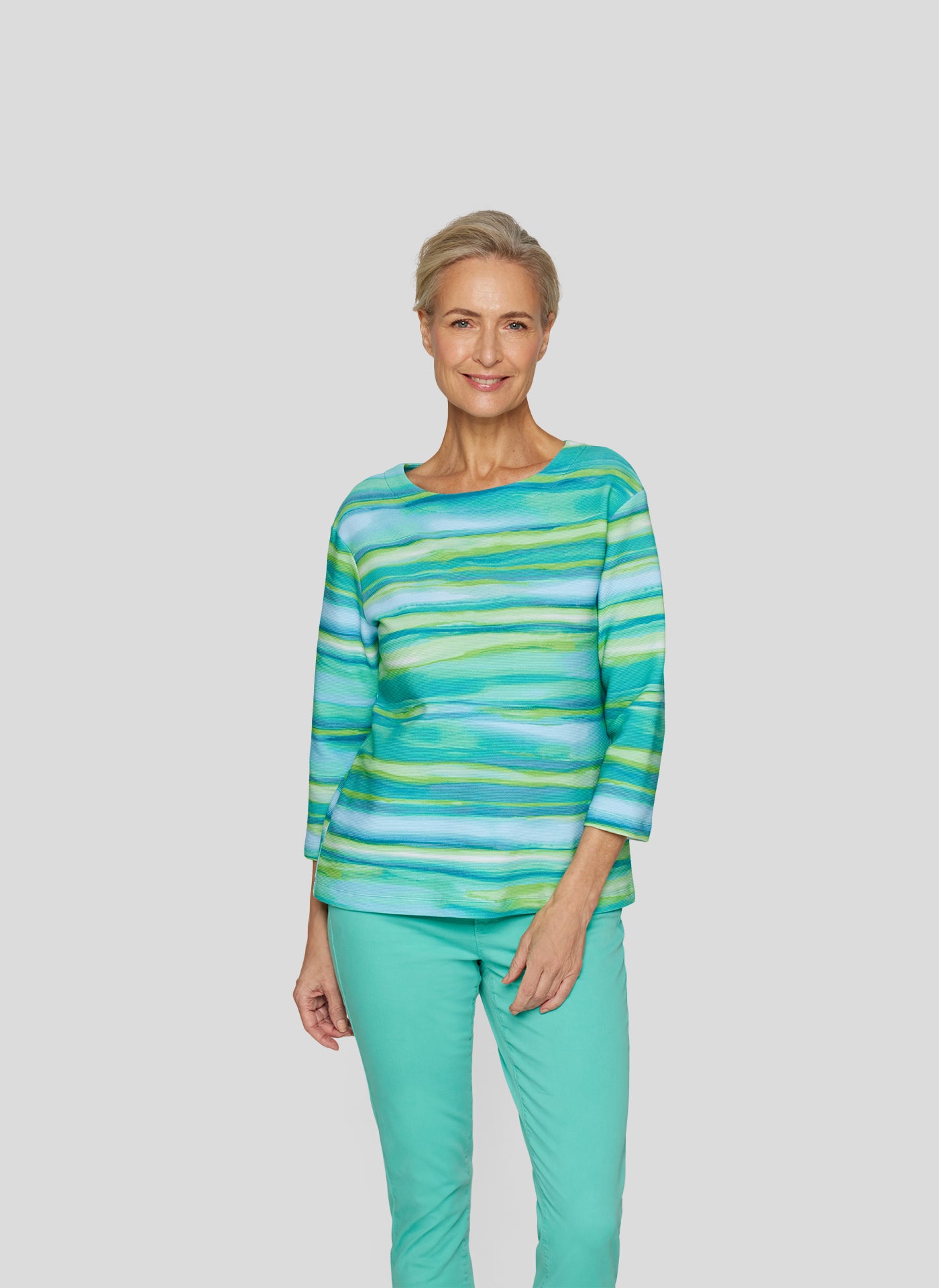 Flow Motion Stripe Round-Neck Top