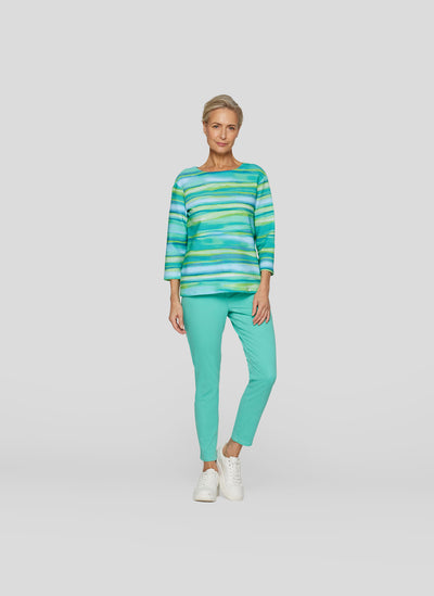 Flow Motion Stripe Round-Neck Top