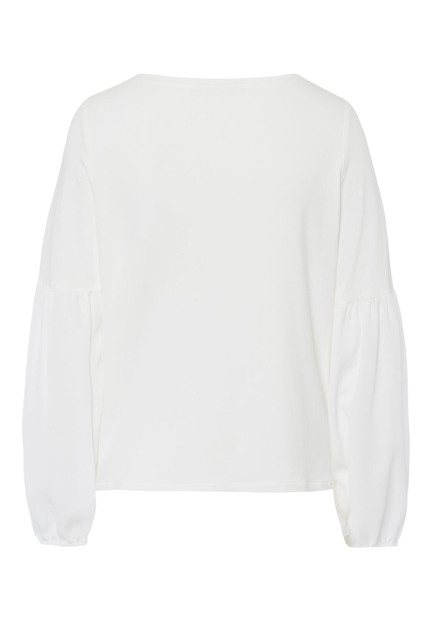 Plain Ecru Top With Sheer Sleeve