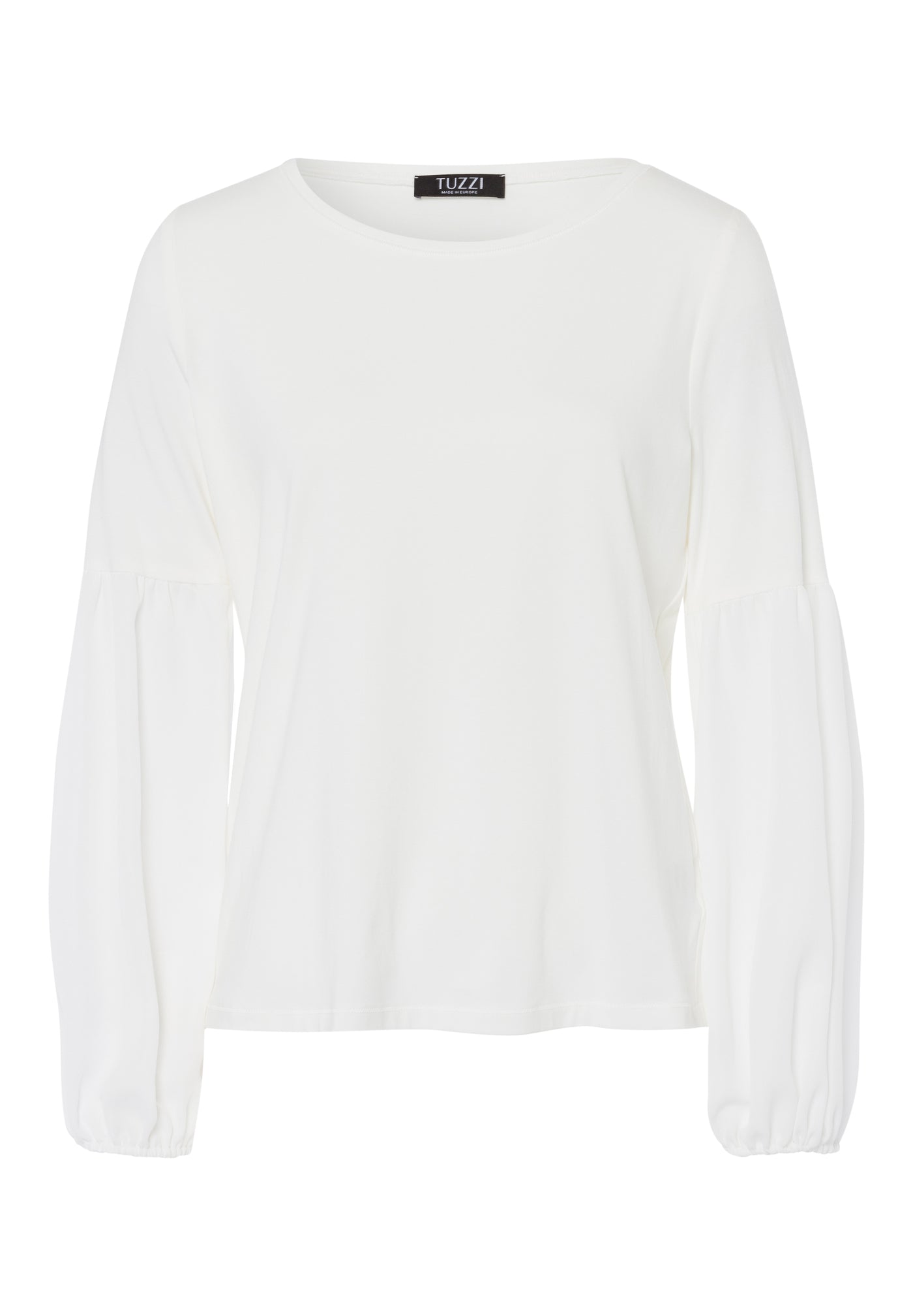 Plain Ecru Top With Sheer Sleeve