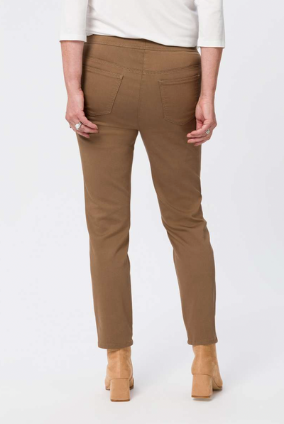 Brown Mia Straight Leg Trousers with Pockets
