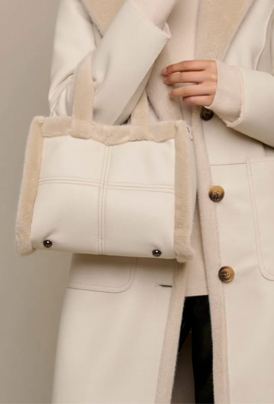 Stone Puffer Style Bag With Fur