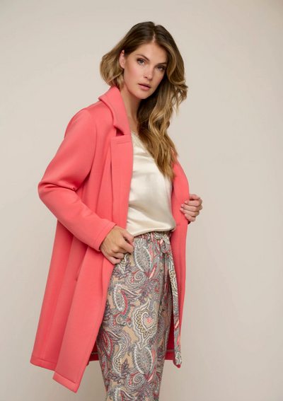 Coral Long Double Breasted Blazer Coat