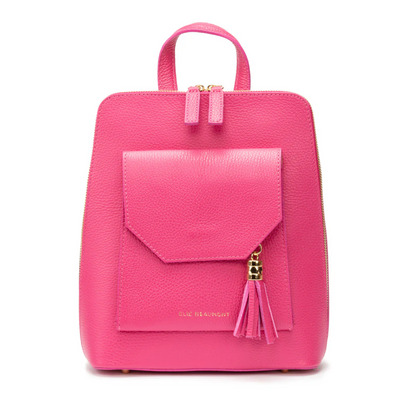 Cerise Genuine Leather Bag With Tassle & Gold Zip Detailing