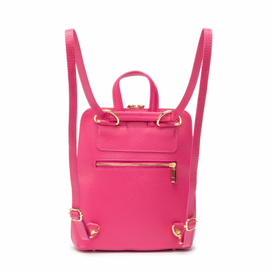 Cerise Genuine Leather Bag With Tassle & Gold Zip Detailing