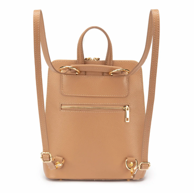 Camel Genuine Leather Bag With Tassle & Gold Zip Detailing