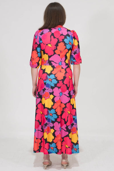 Mollie Printed Dress With Buttons - Multicolor