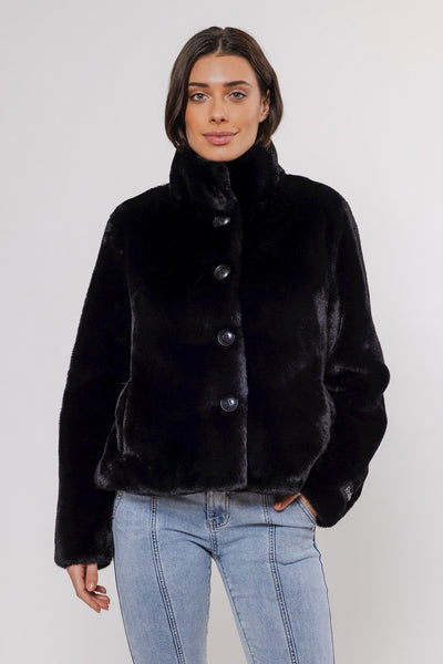 Black Faux Fur Short Jacket