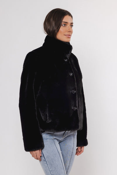 Black Faux Fur Short Jacket