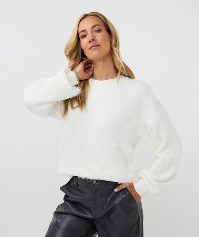 Off-White Fluffy Jumper With Sequin Detailing