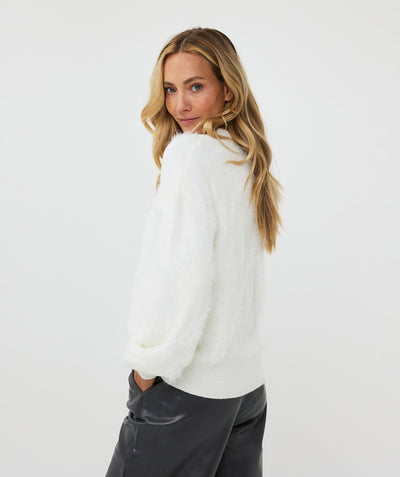 Off-White Fluffy Jumper With Sequin Detailing