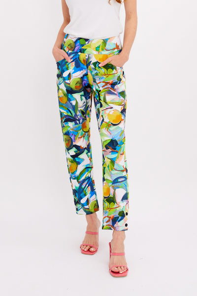 High-Rise Abstract Print Trousers