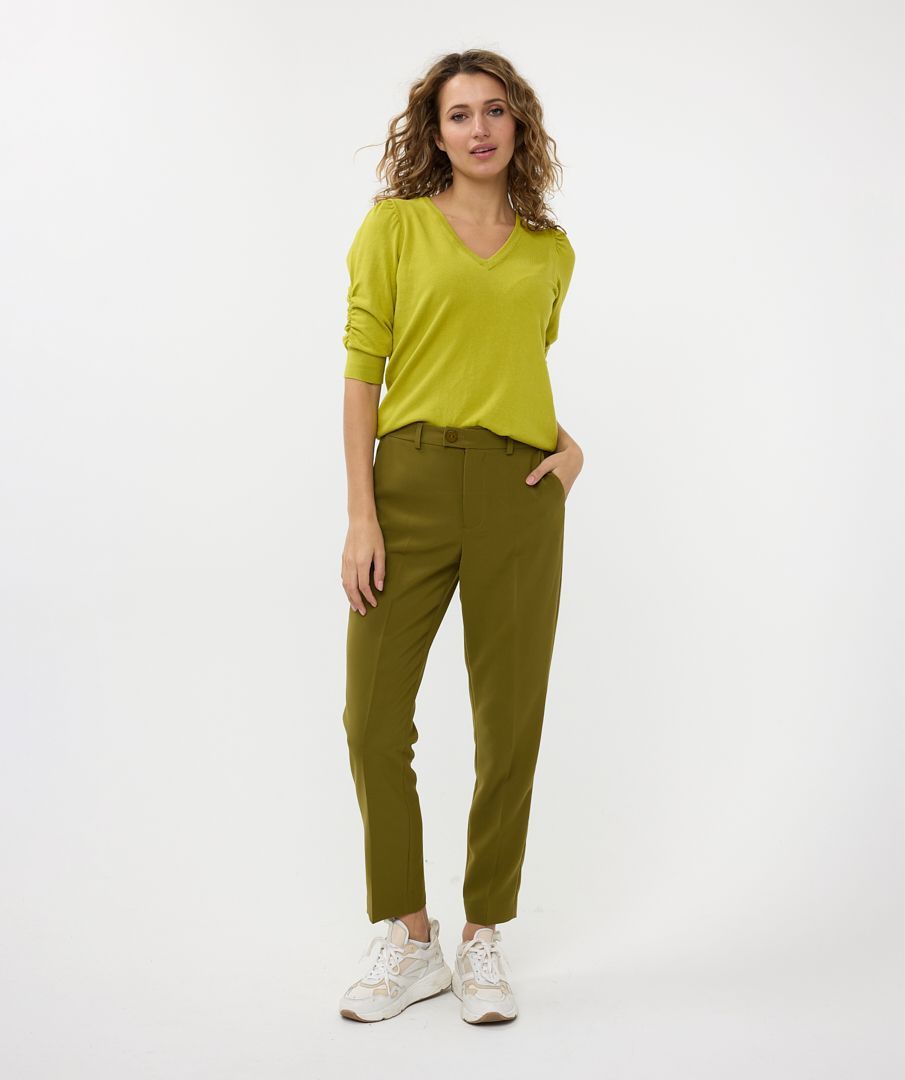 Olive Green Chino Trousers with Pockets