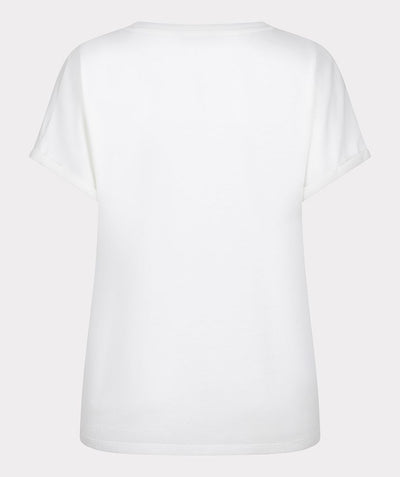 Off White Round Neck T-Shirt with Gold 'Unique Estate' Print