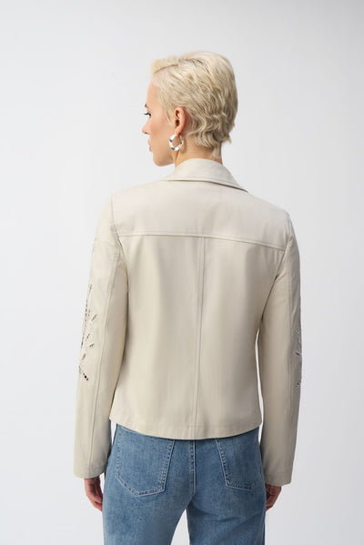 Joseph Ribkoff Moonstone Foiled Faux-Suede Moto Jacket