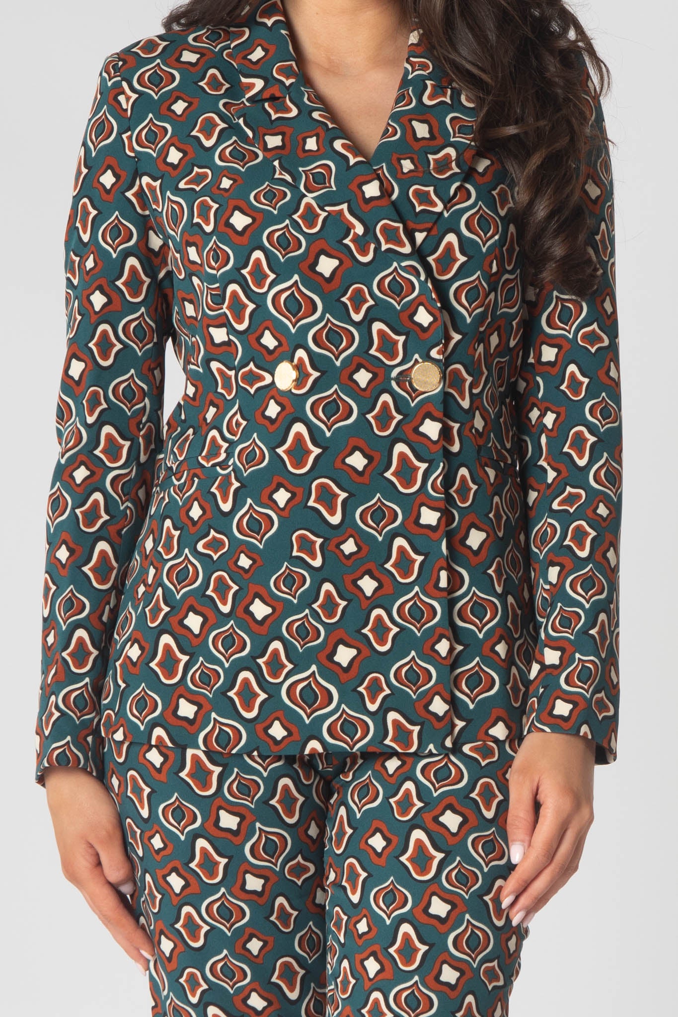 Monroe Printed Trouser Suit - Brown & Green