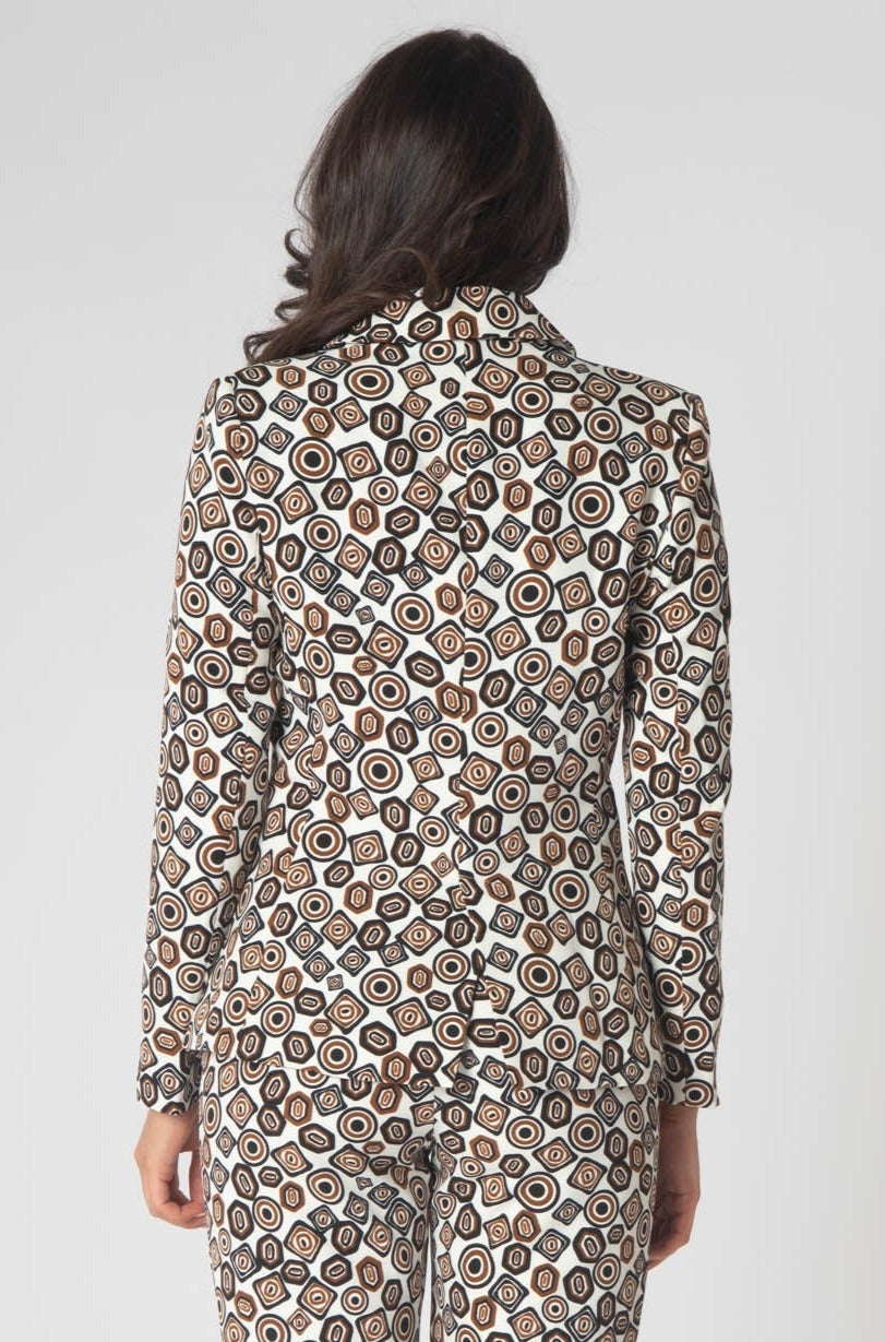 Lottie Printed Blazer - Brown & White