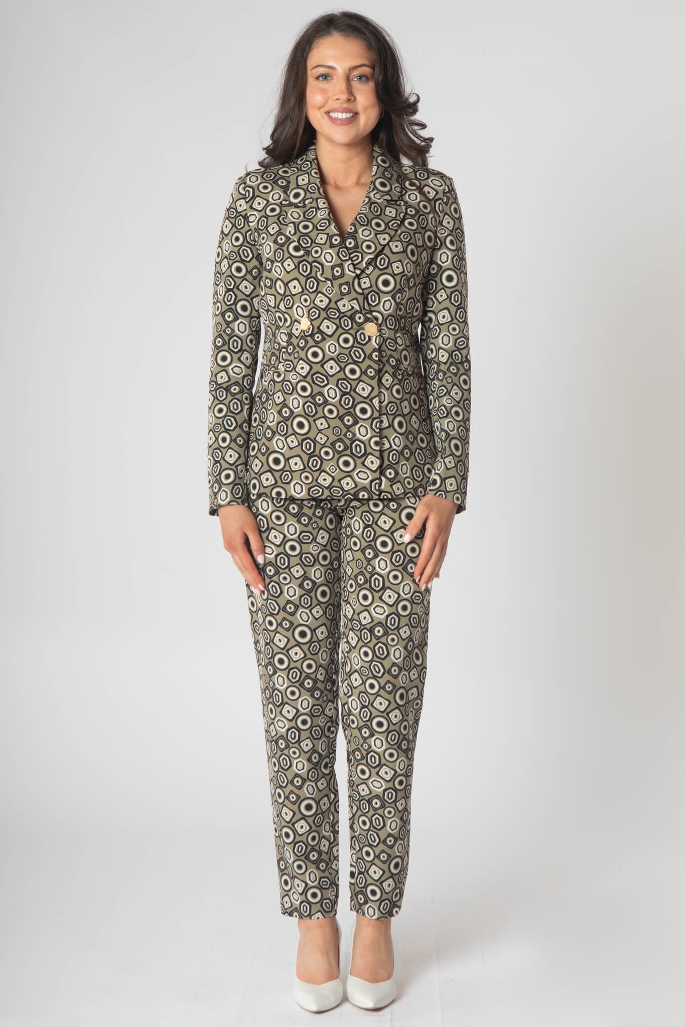 Monroe Printed Trouser Suit - Green & Black