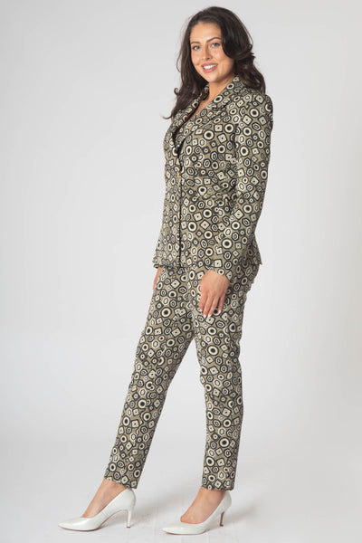 Monroe Printed Trouser Suit - Green & Black