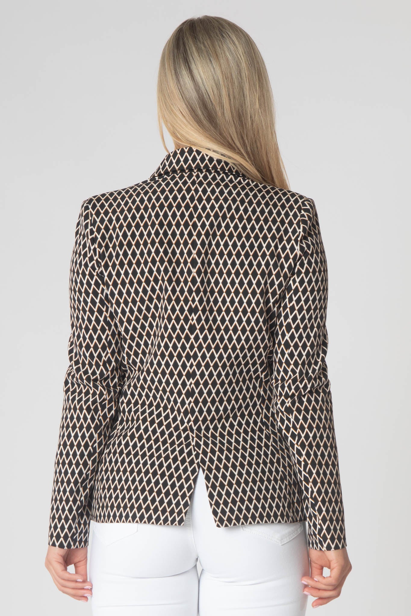 Lottie Double Breasted Blazer - Black Geometric