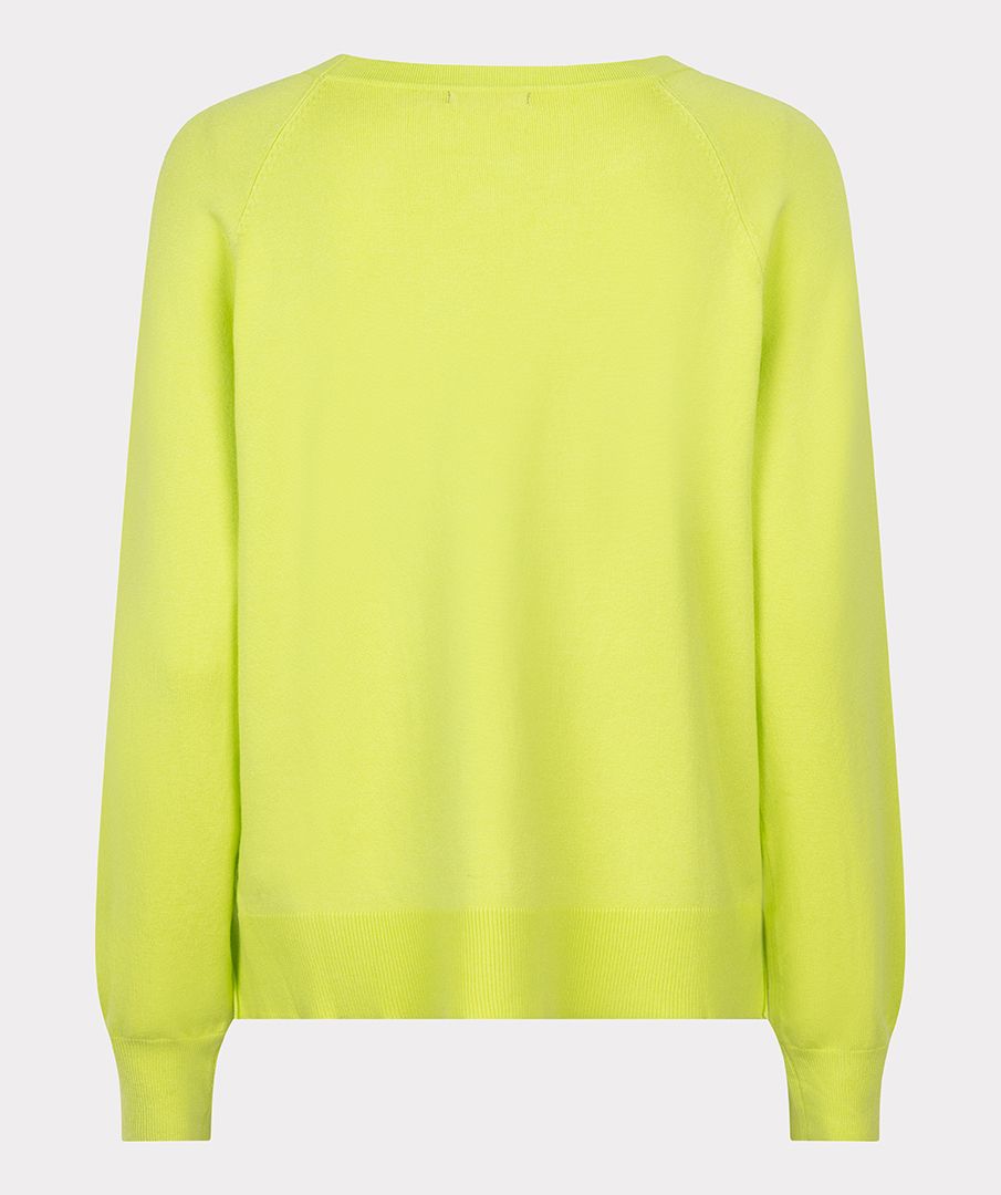 Lime Green Round Neck Jumper with Hem Slit