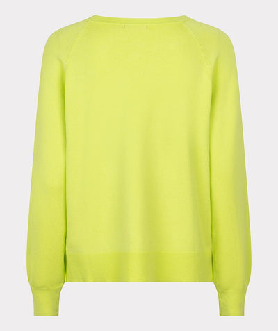 Lime Green Round Neck Jumper with Hem Slit