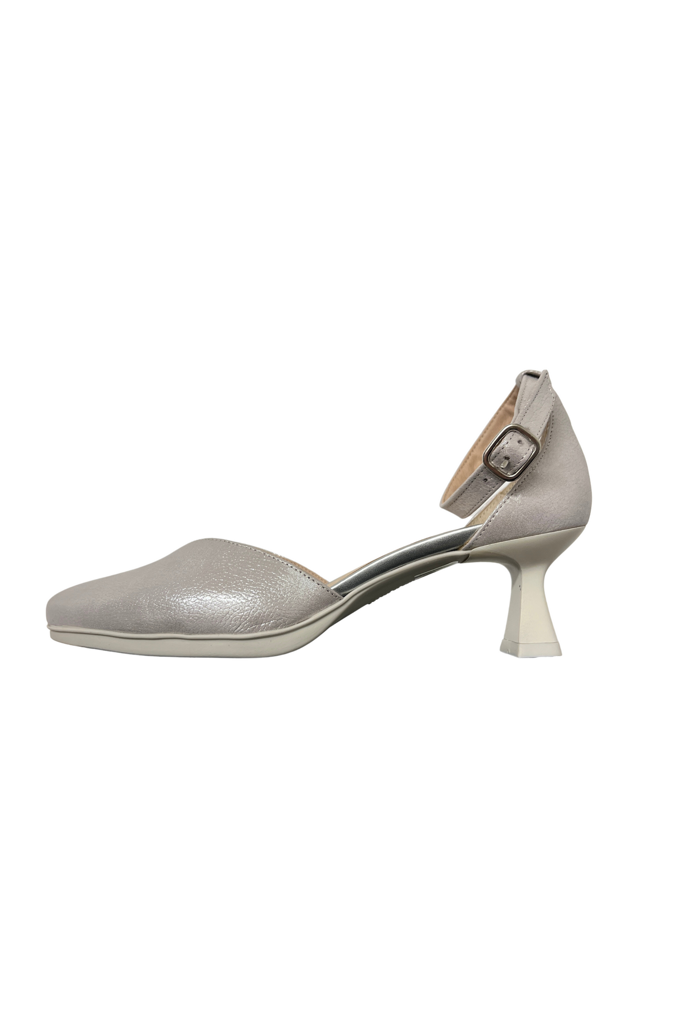 Pearl Kitten Heel Shoe with Platfrom and Ankle Strap